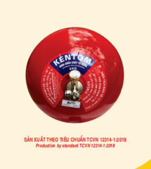 Bình cầu chữa cháy tự động Kentom ABC 6kg-8kg + Có tem kiểm định